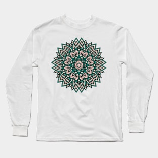 Mandala emerald and caramel Long Sleeve T-Shirt